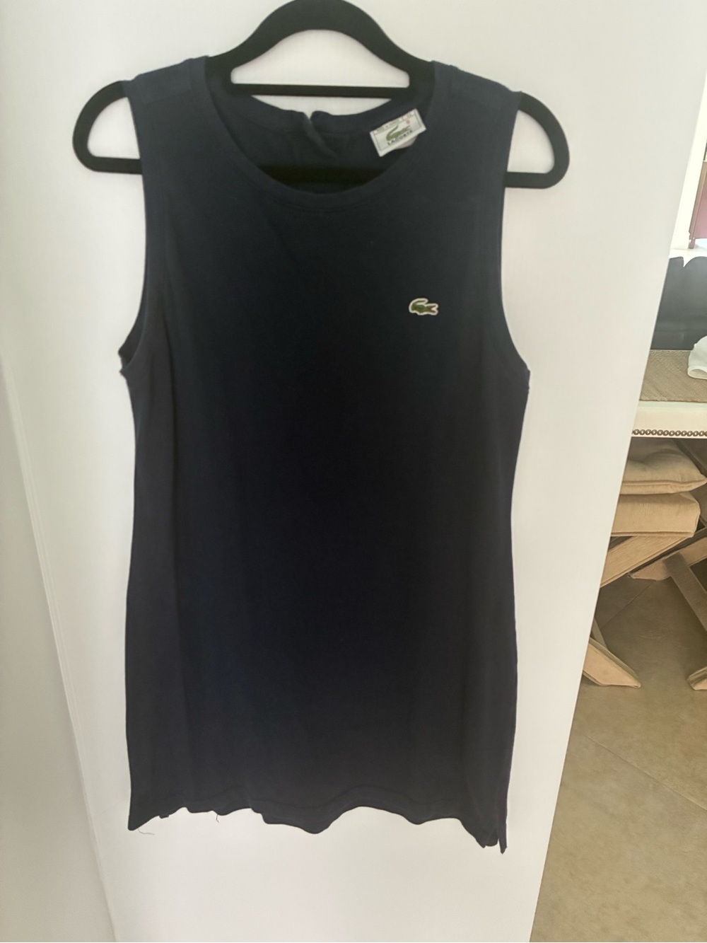Lacoste Navy Sleeveless Mini Dress with Green Logo